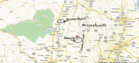 Map showing Amenia and Germantown